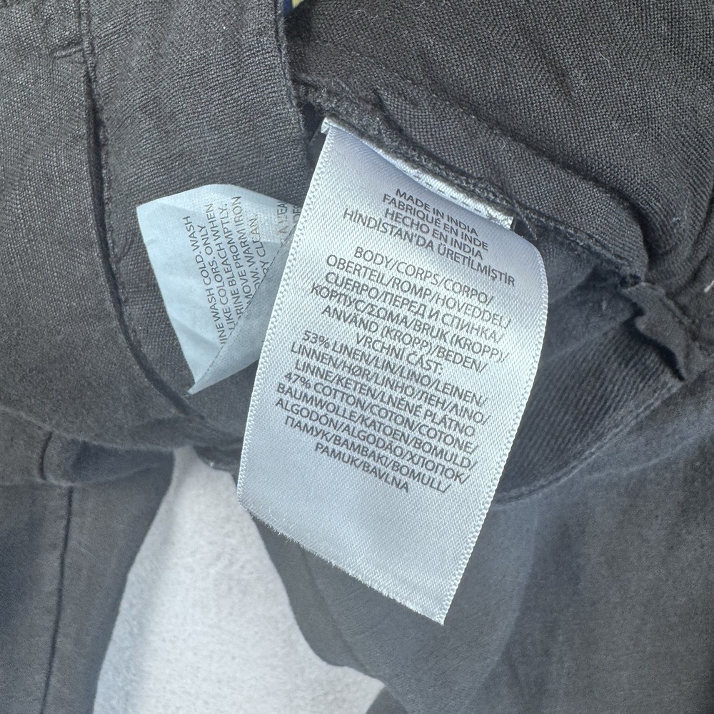 Polo Ralph Lauren Linen Blend Bedford Pants 36x32 Black Flat Front Beach Travel - Picture 9 of 9